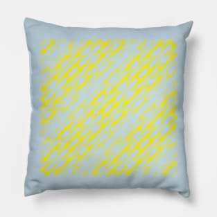 Abstract Diagonal Bright Yellow Shark Pattern on default Aqua background Pillow