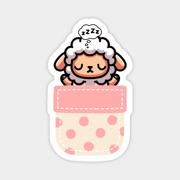 Sleepy Sheep in Polka Dot Pocket Magnet by Pink & Pretty