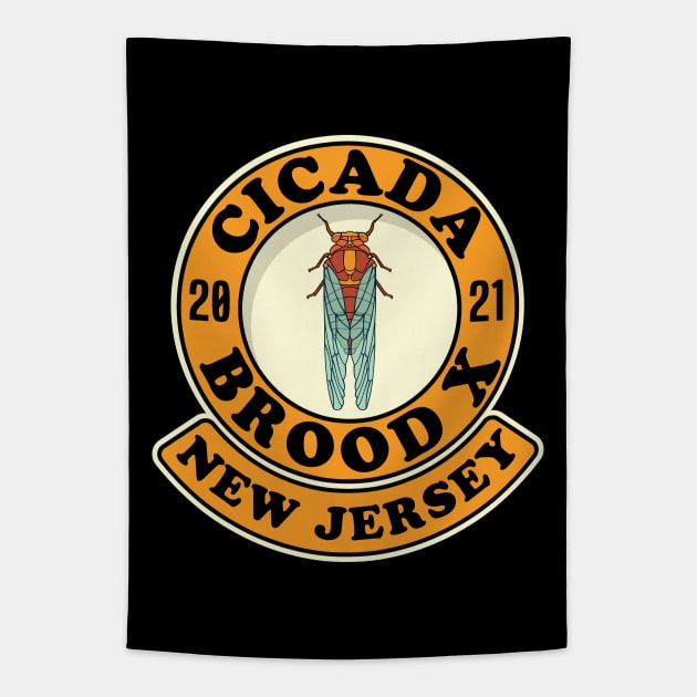 Cicada 2021 Brood X New Jersey NJ Tapestry by Huhnerdieb Apparel