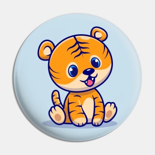 Cute Baby Tiger Sitting Cartoon Pin