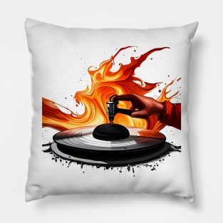 turntable on fire Pillow