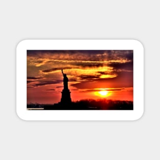 The Statue Of Liberty Silhouette At Sunset Magnet