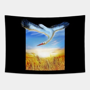 Stork and field Tapestry