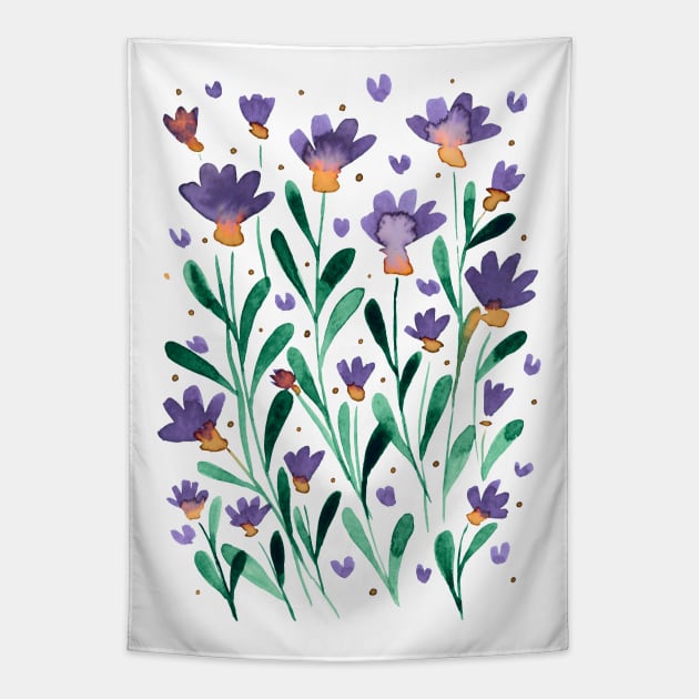 Forget me not flowers - retro periwinkle Tapestry by wackapacka