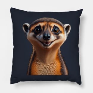 Cute smiley meerkat face Pillow