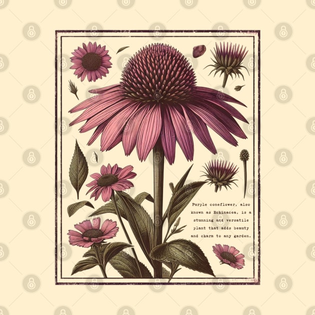 Vintage Purple coneflower by Nancy 