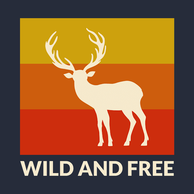 Wild and Free Retro Deer by Nature Lover Apparel