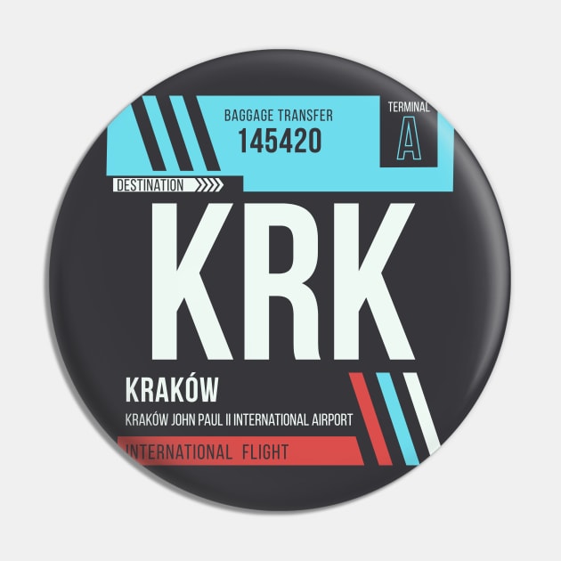 Krakow (KRK) Airport Code Baggage Tag Pin by SLAG_Creative