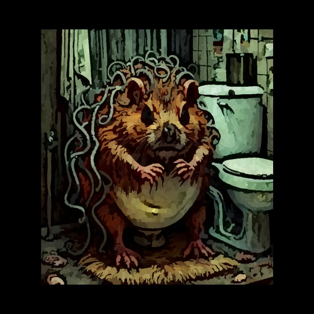 watercolor groundhog with toilet by Catbrat