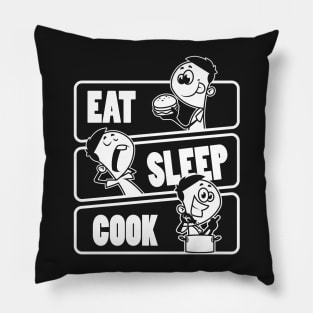 Eat Sleep Cook - Repeat Cooking Chef Culinary Funny Gift print Pillow