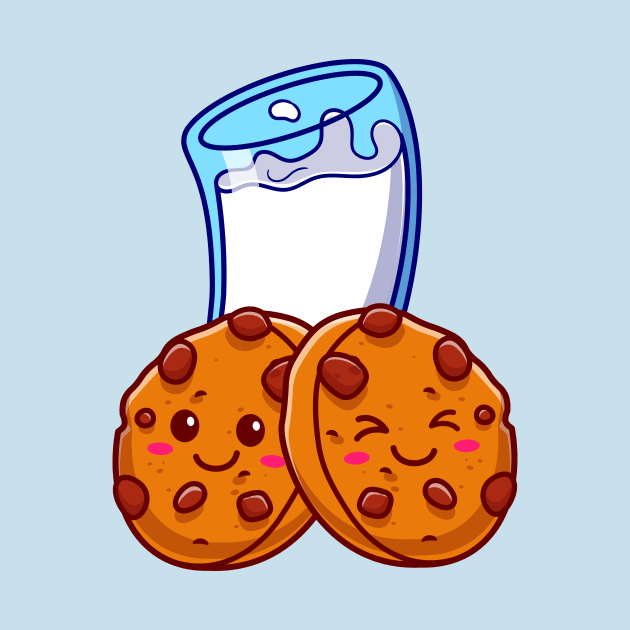 Cute Cookies With Milk Cartoon by Catalyst Labs