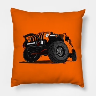 Orange Jeep Illustration Pillow