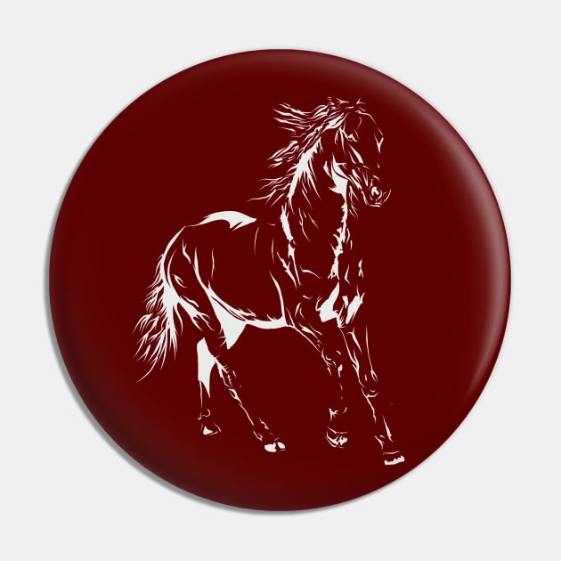 Horse Design- White Pin by Danispolez_illustrations