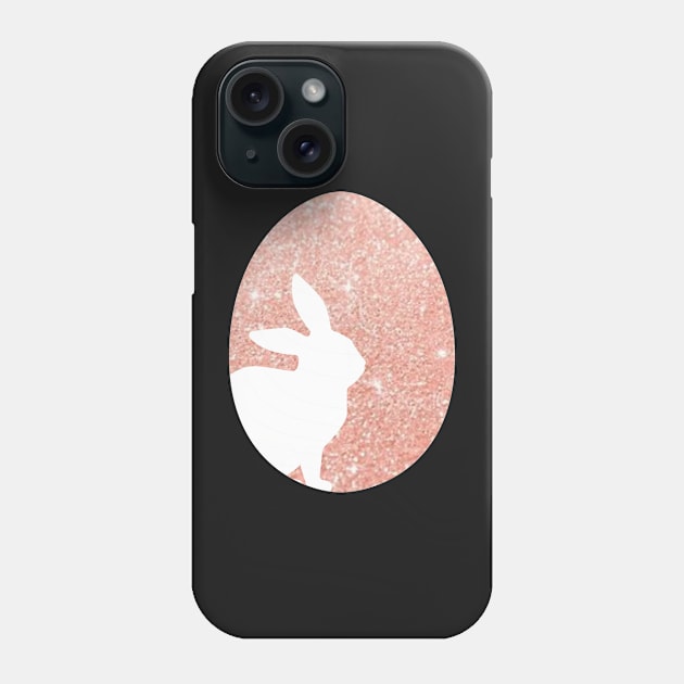 Easter Bunny Silhouette in Rose Gold Faux Glitter Easter Egg Phone Case by Felicity-K