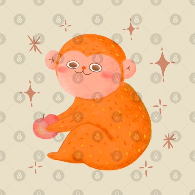 Cute Monkey with Honey Peach by awesomesaucebysandy