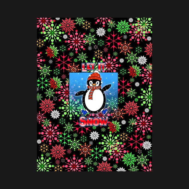 Snowflakes Christmas Penguin by SartorisArt1