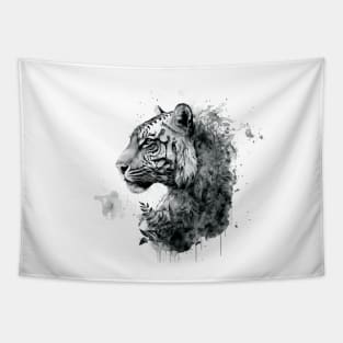 Exotic Tiger Ornamental monochrome Tapestry