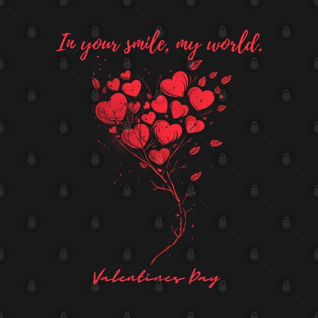 In your smile, my world. A Valentines Day Celebration Quote With Heart-Shaped Baloon by DivShot 