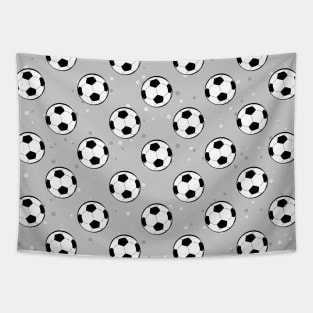 Football / Soccer Balls - Seamless Pattern on Grey Background Tapestry