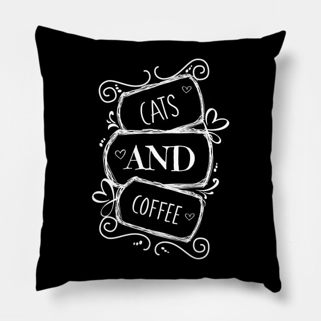 Cats and Coffee Pillow by Timeforplay