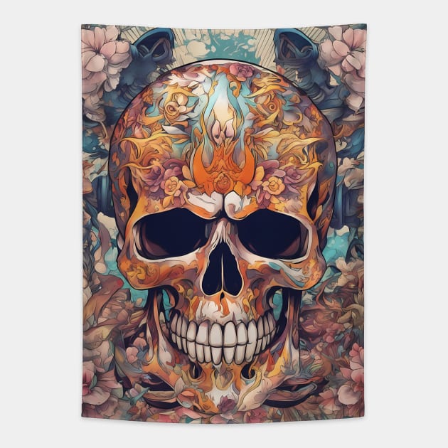 Death's Embrace Smile Tapestry by animegirlnft