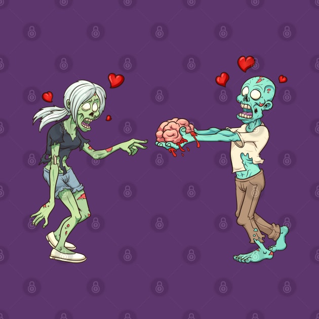 Zombie Couple Love by Mako Design 