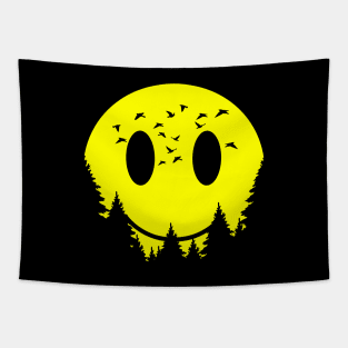 Yellow happy smiley face Tapestry