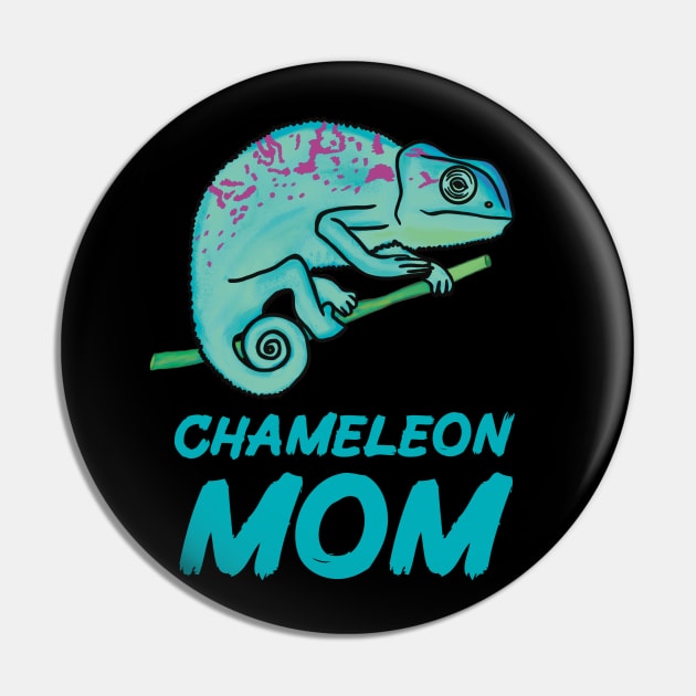 Chameleon Mom, Blue, for Chameleon Lovers Pin by Mochi Merch