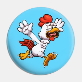 Scared Cartoon Chicken Pin