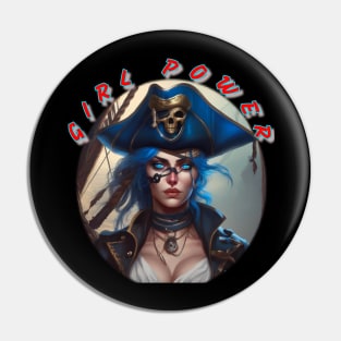 Girl power, blue eyed and blue haired pirate wench Pin