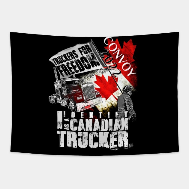 Canada Freedom Convoy 2022 Canadian Truckers Support flag Tapestry by aeroloversclothing