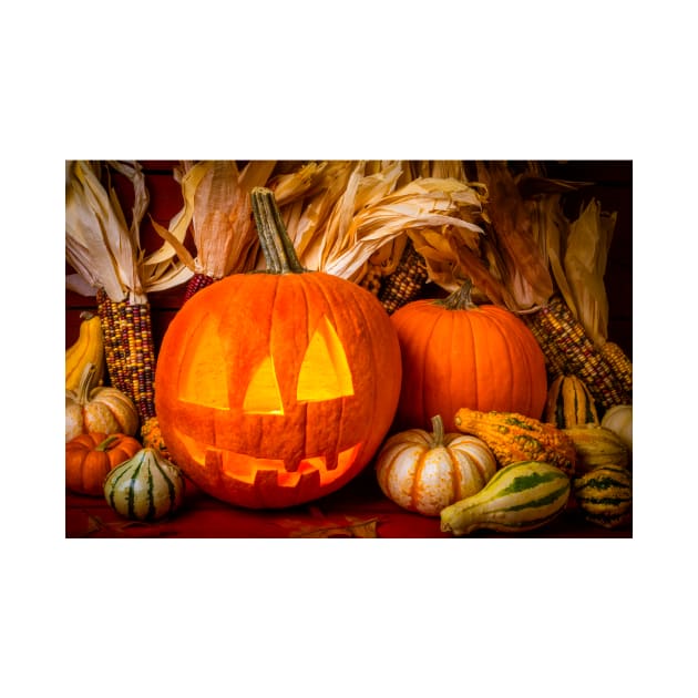 Smiling Pumpkin Autumn Still Life by photogarry