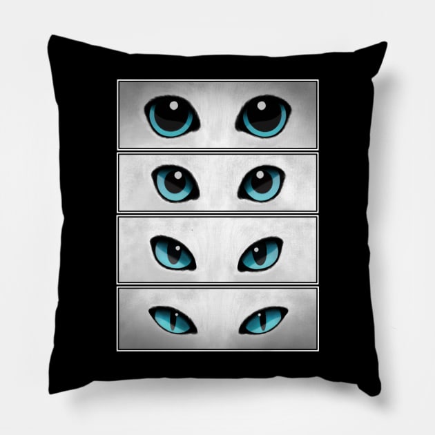 Blue Cat Eyes | White Cat Pillow by ImaginativeWild