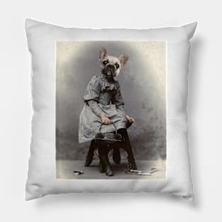 Sepia Copy of French Bulldog Girl Pillow