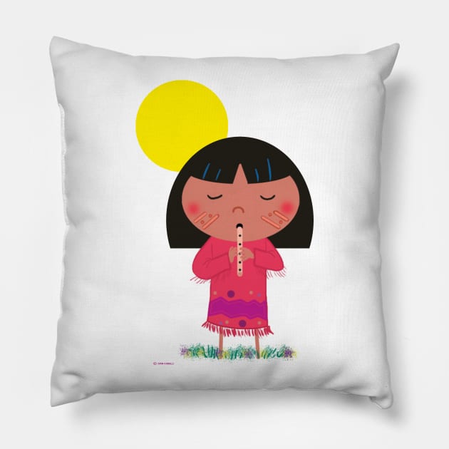 Native Flutist Pillow by ivancamilli