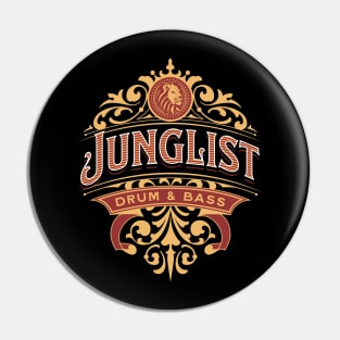 JUNGLIST  - Drum & Bass Ornament (Gold/red) Pin