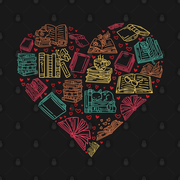 Book Lover Heart Librarian Bookworm Gift graphic by theodoros20