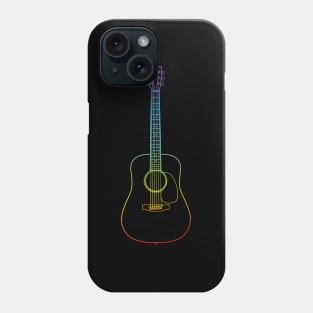 Dreadnought Style Acoustic Guitar Colorful Outline Phone Case