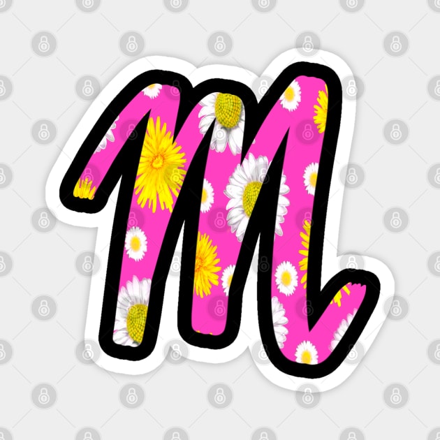 Letter m pink cursive personalized custom name monogram initials Alphabet M capital letter M Magnet by Artonmytee