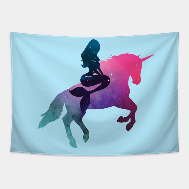 Mermaid Riding Unicorn Tapestry by VBleshka
