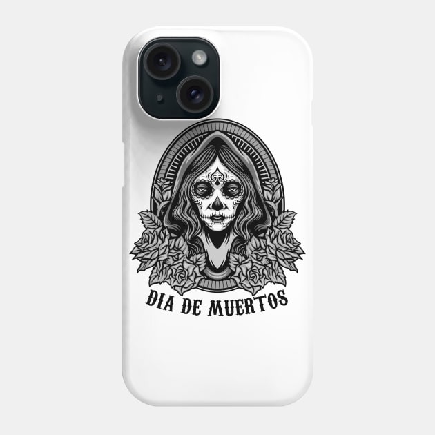 Dia de muertos - Catrina - Black and white design Phone Case by verde
