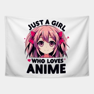 Anime Fanatic Pink-Haired Girl Design Tapestry