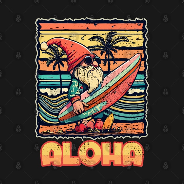 Aloha Surf Hawaii Vintage Christmas Gnome by Tezatoons