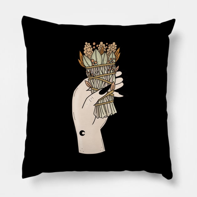 Witchy Sage Hand Pillow by kirrajadex