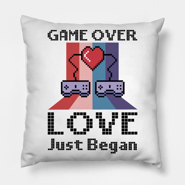 Valentine's Day Gamer Playing Video Game Couples Pillow by Tom´s TeeStore