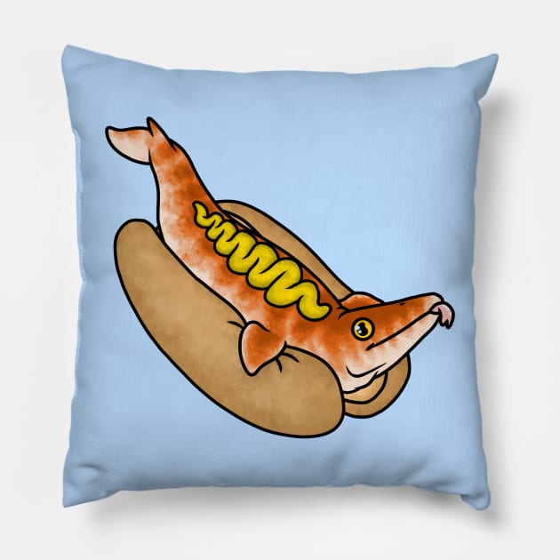 Mosasaur Hotdog Pillow by saradrawspaleo