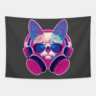 Punk Neon Cat Tapestry