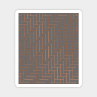 Geometric Tiles in Grey and Orange Outline Magnet