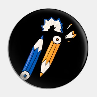 Yellow & Blue pencils Pin