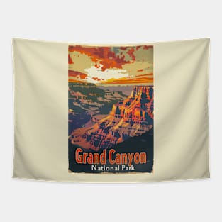 Grand Canyon National Park Vintage Travel Poster Tapestry